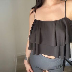 Kimchi Blue Black Layered Ruffle Tank Camisole Top